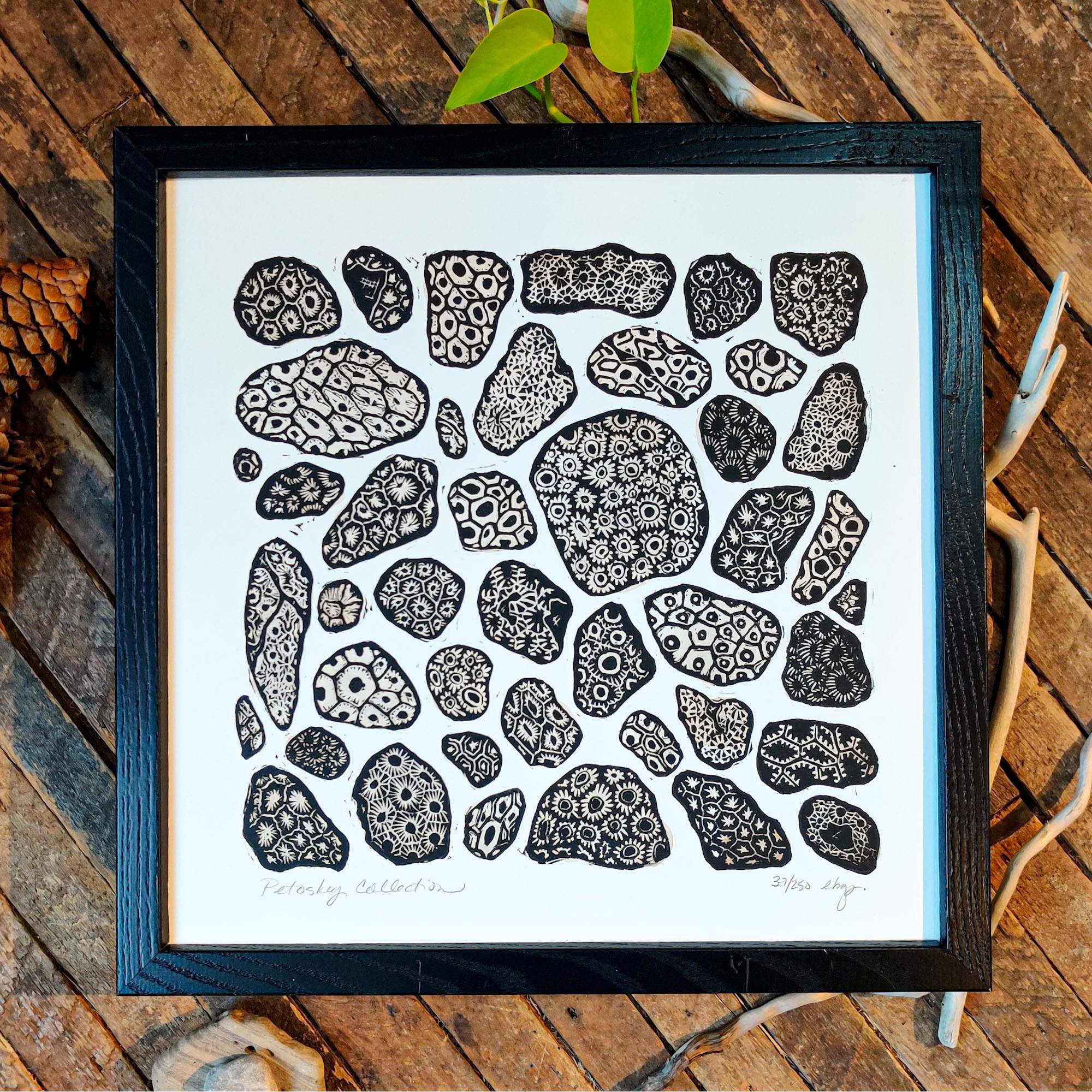Petoskey Stones Collection Linoprint | Big Mitten Linocuts